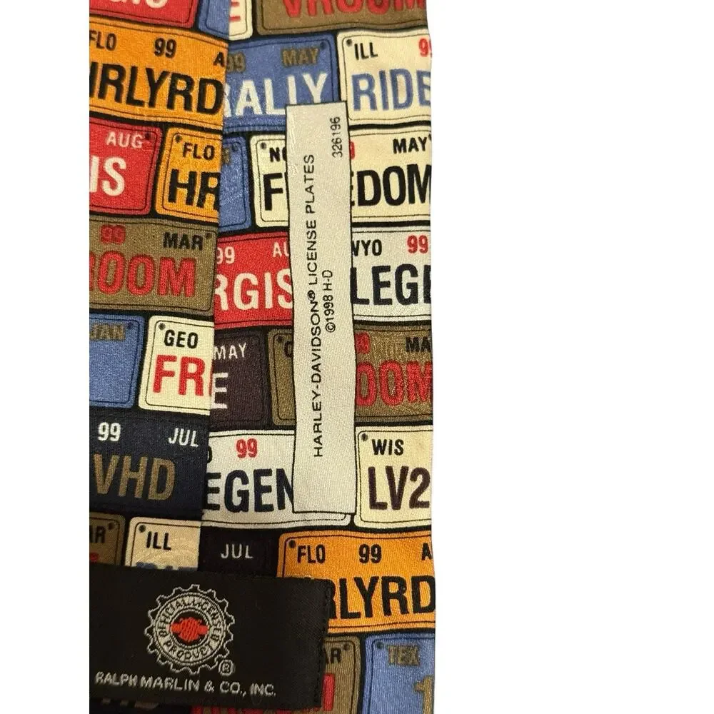 Ralph Marlin Harley Davidson License Plates Vintage Novelty Necktie Sturgis